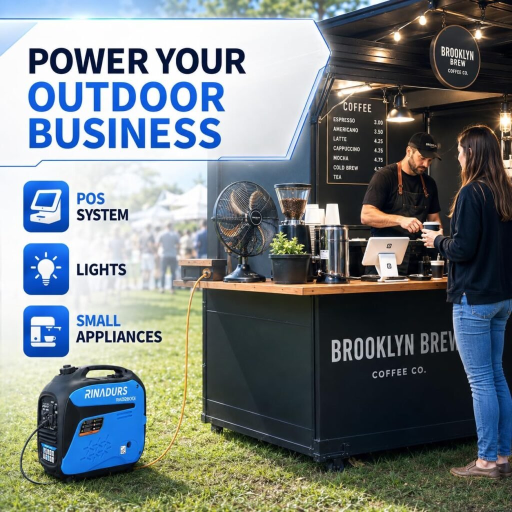 2800W Peak Portable Inverter Generator, Fuel Efficient Gas Powered Generator with CO Sensor, Parallel Ready for Camping, Tailgating, Outdoor Use and Emergency Backup by RINADURS 2800W Peak Portable Inverter Generator, Fuel Efficient Gas Powered Generator with CO Sensor, Parallel Ready for Camping, Tailgating, Outdoor Use and Emergency Backup by RINADURS