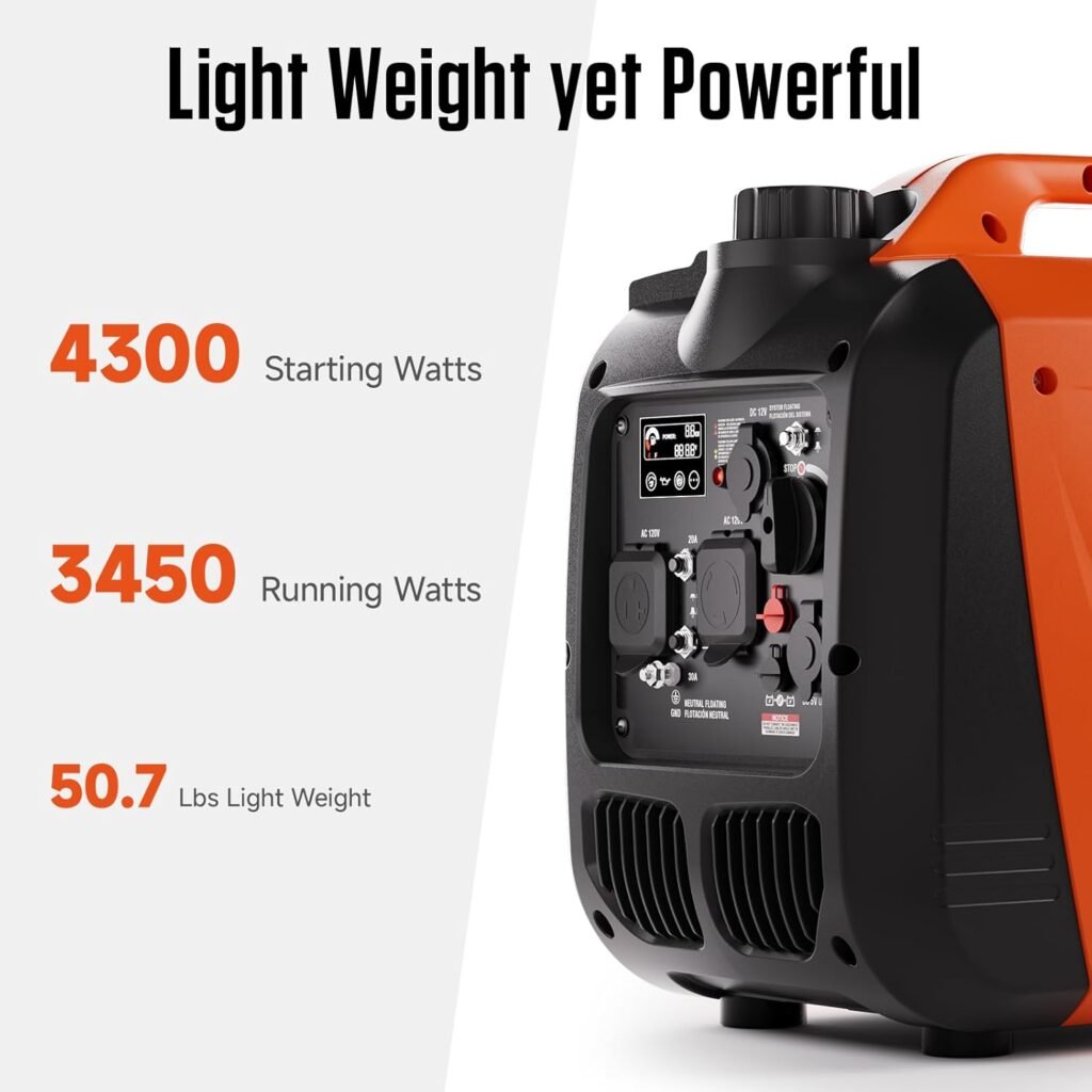 AIVOLT Inverter Generator 4300W Gas Powered Portable Super Quiet Outdoor Generator RV Ready for Camping Tools and Home Use, EPA Compliant AIVOLT Inverter Generator 4300W Gas Powered Portable Super Quiet Outdoor Generator RV Ready for Camping Tools and Home Use, EPA Compliant