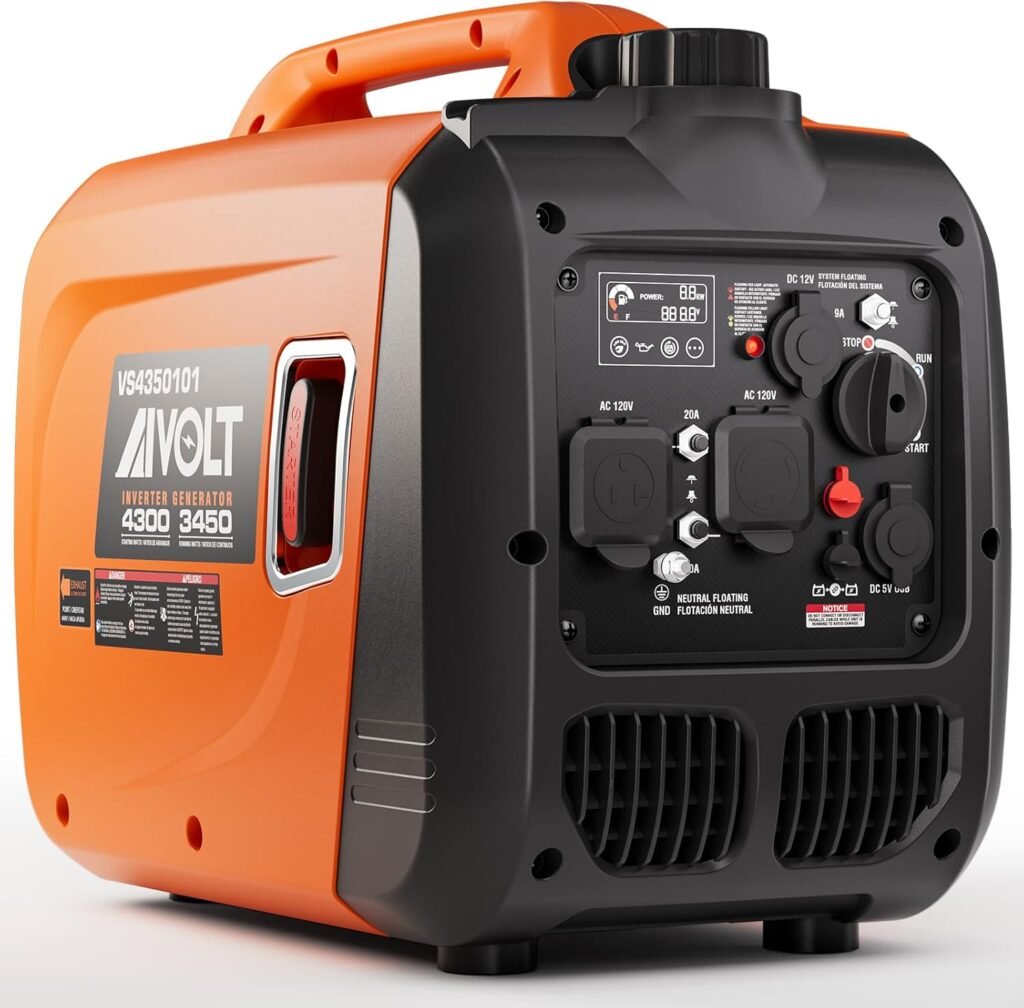 AIVOLT Inverter Generator 4300W Gas Powered Portable Super Quiet Outdoor Generator RV Ready for Camping Tools and Home Use, EPA Compliant AIVOLT Inverter Generator 4300W Gas Powered Portable Super Quiet Outdoor Generator RV Ready for Camping Tools and Home Use, EPA Compliant