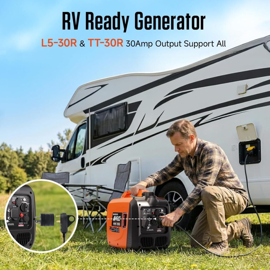 AIVOLT Inverter Generator 4300W Gas Powered Portable Super Quiet Outdoor Generator RV Ready for Camping Tools and Home Use, EPA Compliant AIVOLT Inverter Generator 4300W Gas Powered Portable Super Quiet Outdoor Generator RV Ready for Camping Tools and Home Use, EPA Compliant