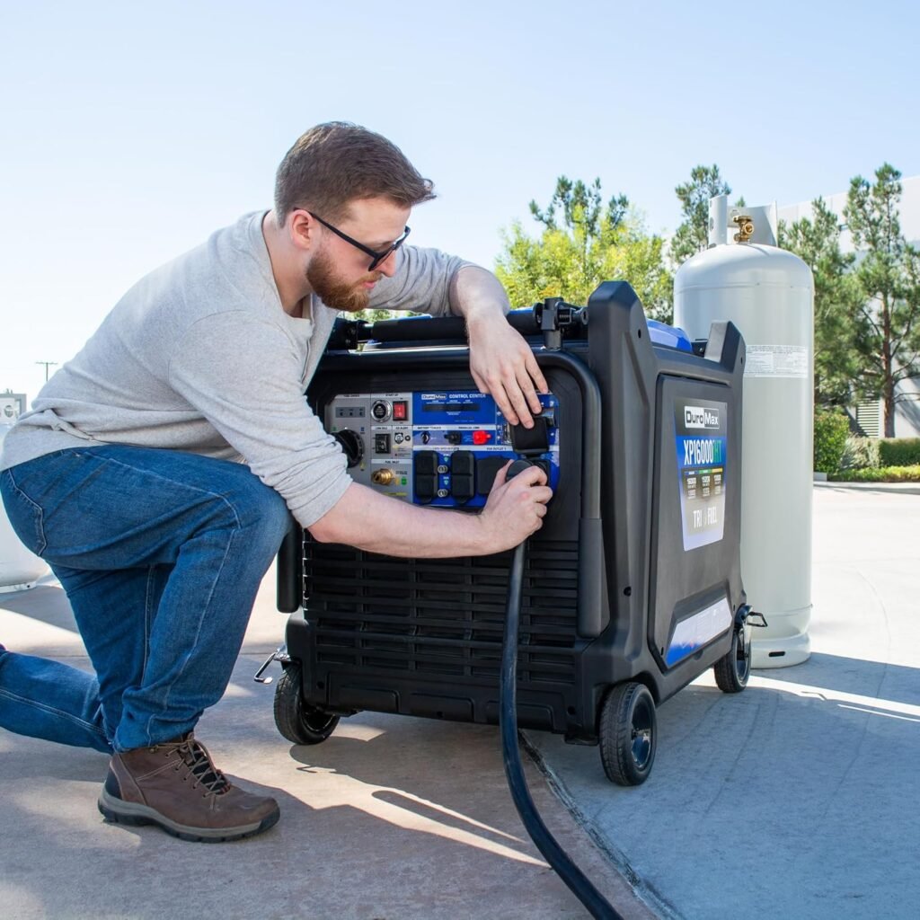 DuroMax XP16000iHT 16,000-Watt Tri Fuel Portable Digital Inverter Generator - Gas, Propane Natural Gas, Remote Electric Start, Whole Home Power Backup, Transfer Switch Ready, RV Emergency Ready DuroMax XP16000iHT 16,000-Watt Tri Fuel Portable Digital Inverter Generator - Gas, Propane Natural Gas, Remote Electric Start, Whole Home Power Backup, Transfer Switch Ready, RV Emergency Ready
