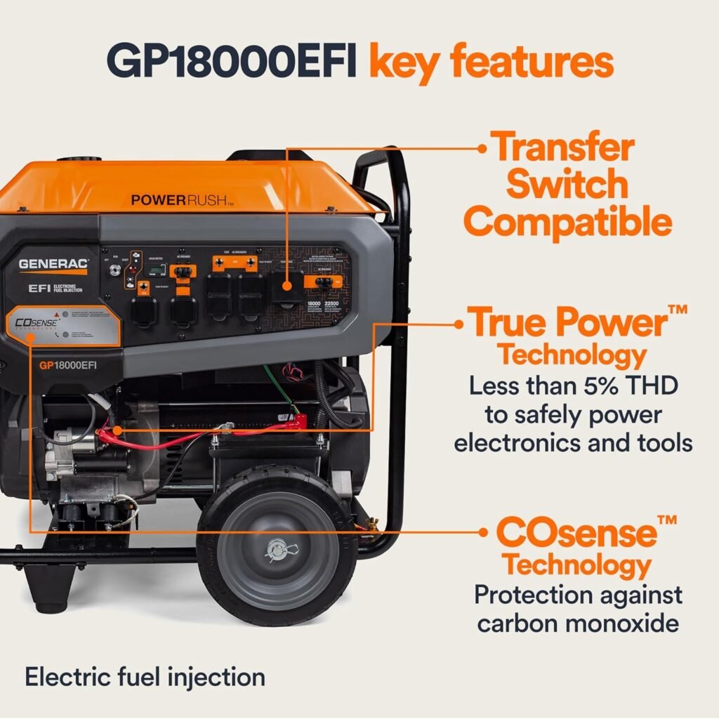 Generac 22,500 Starting Watt Portable Gas Generator Generac 22,500 Starting Watt Portable Gas Generator