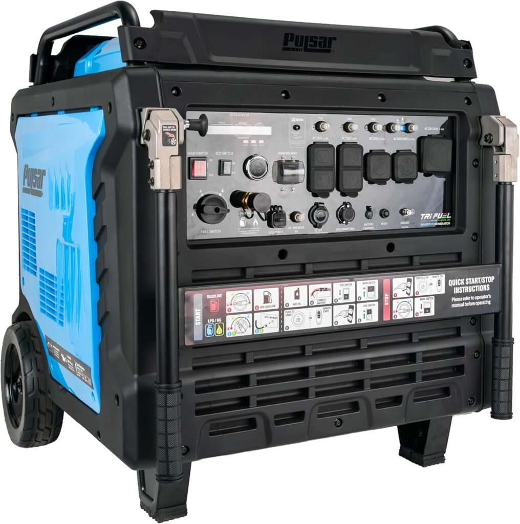 Pulsar PGD170TiSRCO 17,000W Tri-Fuel Inverter Generator with CO Sentry, Remote Start, ATS Inlet, 120V/240V, Gas, Propane, and Natural Gas Pulsar PGD170TiSRCO 17,000W Tri-Fuel Inverter Generator with CO Sentry, Remote Start, ATS Inlet, 120V/240V, Gas, Propane, and Natural Gas