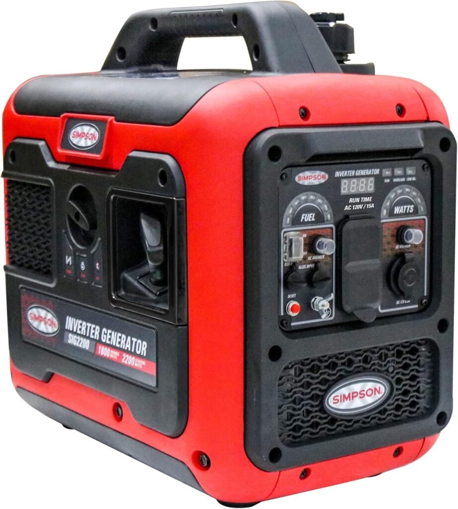SIMPSON Cleaning SIG2218 Portable Gas Inverter Generator Power Station for Camping, RV, Home Use, Construction, and More, Starting Watts Running Watts