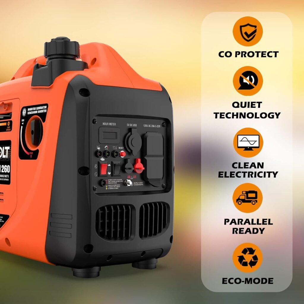 AIVOLT 1600W Super Quiet Inverter Generator, Ultra Lightweight Gas Powered Portable Generator for Camping  Home Use, EPA Compliant