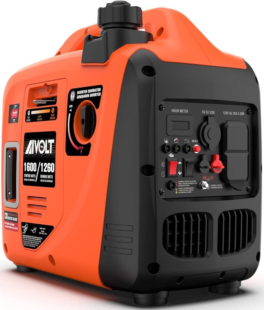 AIVOLT 1600W Super Quiet Inverter Generator, Ultra Lightweight Gas Powered Portable Generator for Camping  Home Use, EPA Compliant